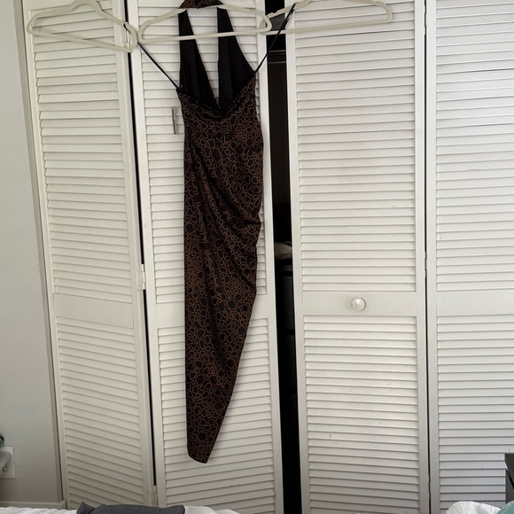 House of Harlow 1960 X Revolve Geometric Halter Neck Ruched Slit Maxi Dress - Picture 4 of 14